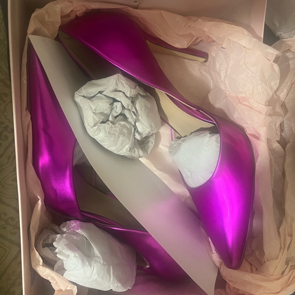 Just Fab heels, purplish pink color, 3 & 1/2 inch heels